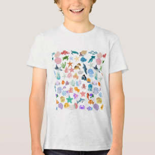 Camiseta Triblenda Bajo el mar, impresión en acuarela, decoración de 