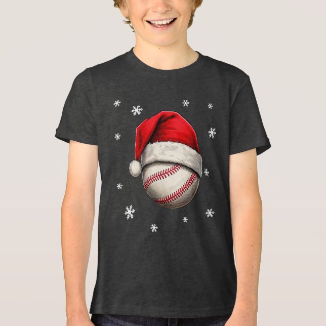 Camiseta Triblenda Ball de béisbol Red Santa Hat Name (Anverso)