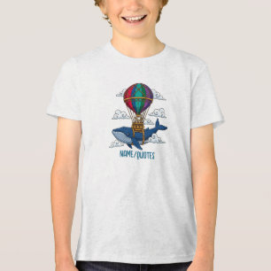 Camiseta Triblenda Ballena Azul Voladora con Globo Aerostático