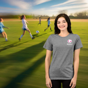 Camiseta Triblenda Balón de fútbol blanco rosado moderno - añádase el