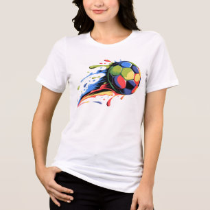 Camiseta Triblenda Balón de Fútbol Dinámico Salpicadura de Pintura Co