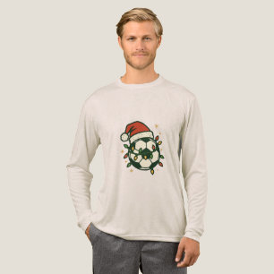 Camiseta Triblenda Balón de Fútbol Luces de Navidad Gorro de Santa Di