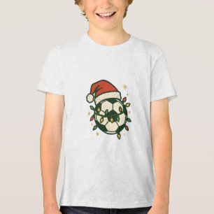 Camiseta Triblenda Balón de Fútbol Luces de Navidad Gorro de Santa Di