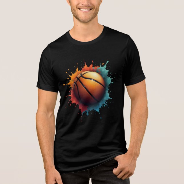 Camiseta Triblenda Baloncesto colorido Paint Splatter (Anverso)