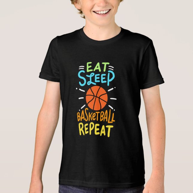 Camiseta Triblenda Baloncesto - Repetición de Eat Sleep Basketball (Anverso)