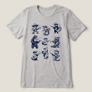 Camiseta Triblenda Banda de Animales Cowboy de Música Country Bluegra