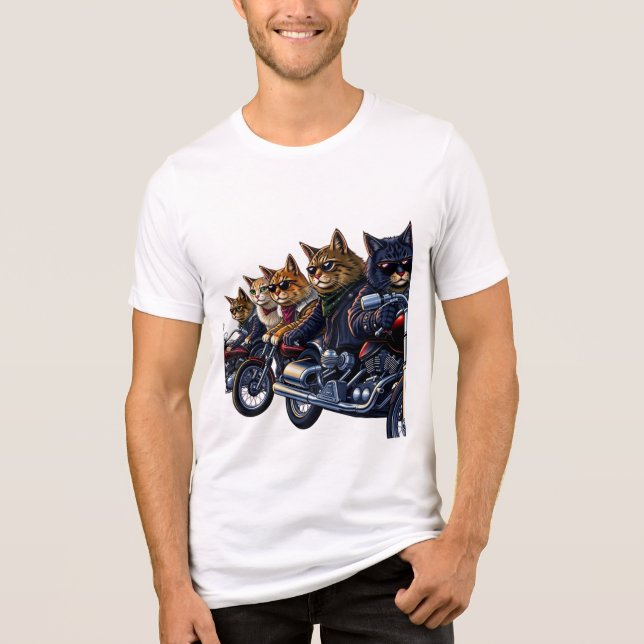 Camiseta Triblenda Banda Rebel Cat Biker (Anverso)