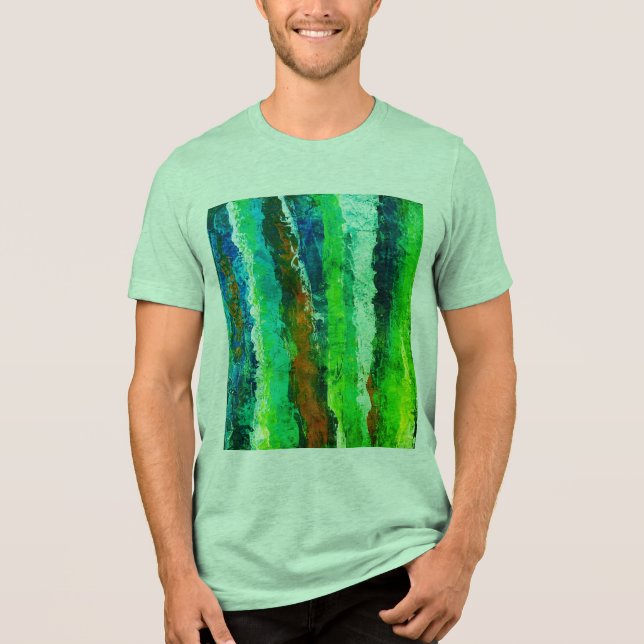 Camiseta Triblenda Banda vertical verde masculina (Anverso)
