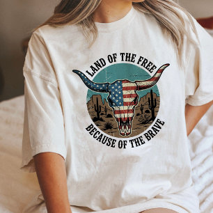 Camiseta Triblenda Bandera Americana Cráneo de Toro Orgullo del Desie