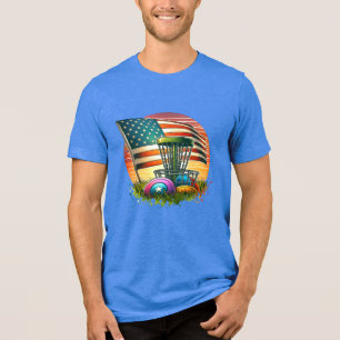 Camiseta Triblenda Bandera Americana de Disc Golf Vintage Sol