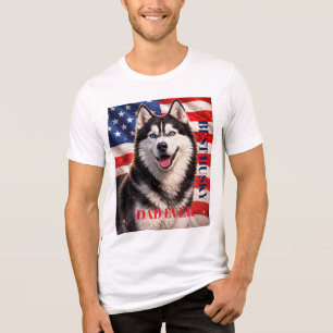 Camiseta Triblenda Bandera americana Mejor papá husky perro