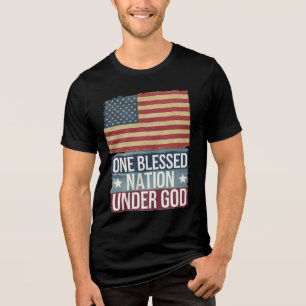 Camiseta Triblenda Bandera americana Nación bendita Patriótico genial