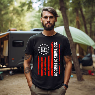 Camiseta Triblenda Bandera Americana Vertical de 250 Años de Libertad