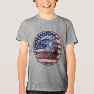 Camiseta Triblenda Bandera Americana Vintage con Águila