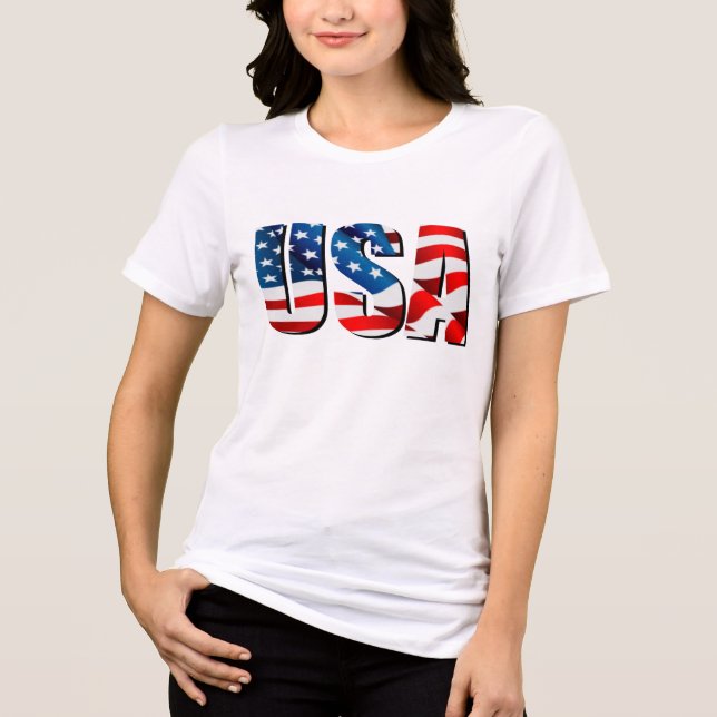 Camiseta Triblenda Bandera azul blanca roja patriótica de Estados Uni (Anverso)