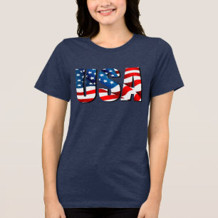 Camiseta Triblenda Bandera azul blanca roja patriótica de Estados Uni