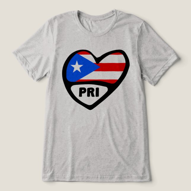 Camiseta Triblenda Bandera cardíaca PRI de Puerto Rico (Diseño delantero )