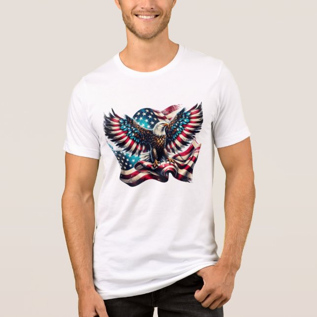 Camiseta Triblenda Bandera De Eagle Patriótico De EEUU 4 De Julio (Anverso)