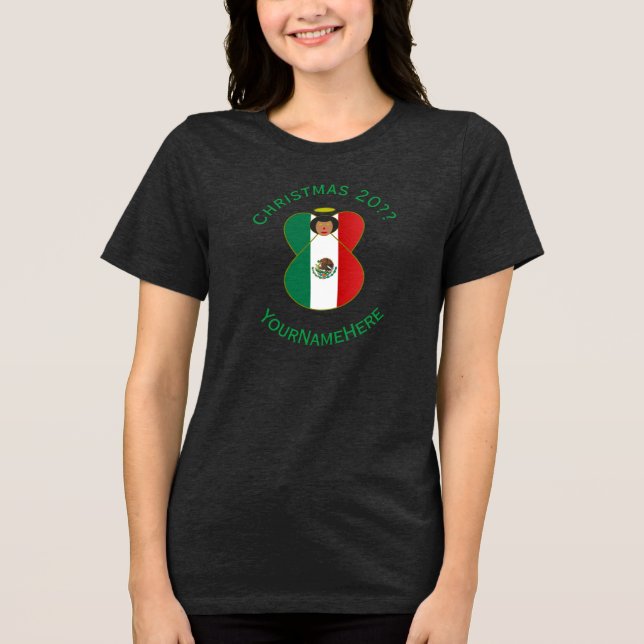 Camiseta Triblenda Bandera de los Navidades Angel en México (Anverso)