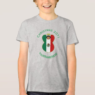 Camiseta Triblenda Bandera de Navidad Ángel Mexicano Niño Personaliza