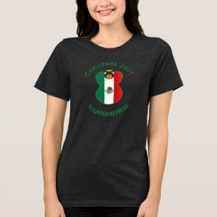 Camiseta Triblenda Bandera de Navidad Ángel Mexicano Personalizado pa