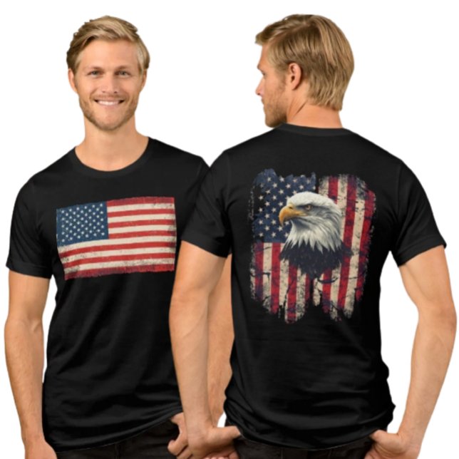 Camiseta Triblenda Bandera estadounidense angustiada y camiseta de ho (Subido por el creador)