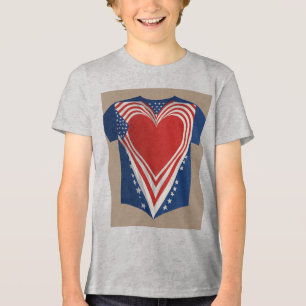 Camiseta Triblenda Bandera Patriótica Sobre Corazón – Vector Minimali