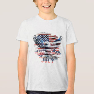 Camiseta Triblenda Bandera y águila de los Estados Unidos. Independen