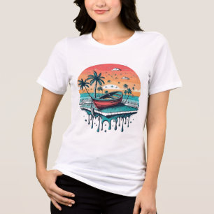 Camiseta Triblenda Barco de puesta de sol tropical