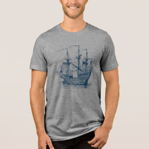 Camiseta Triblenda Barco de vela de viento azul marino vintage