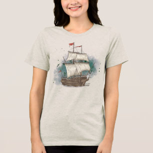 Camiseta Triblenda Barco Dibujado a Mano