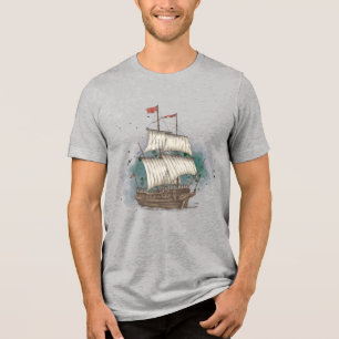Camiseta Triblenda Barco Dibujado a Mano