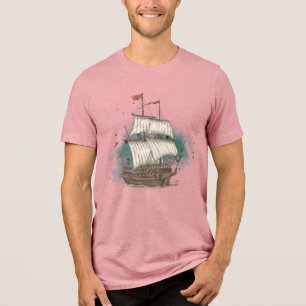 Camiseta Triblenda Barco Dibujado a Mano