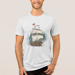 Camiseta Triblenda Barco Dibujado a Mano