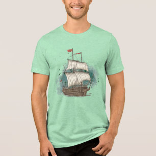 Camiseta Triblenda Barco Dibujado a Mano