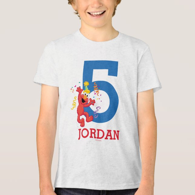 Camiseta Triblenda Barrio Sésamo | Elmo - Cumpleaños del Arcoiris (Anverso)