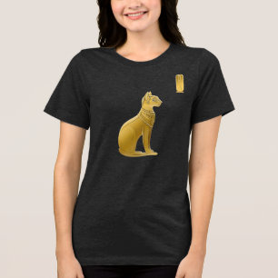 Camiseta Triblenda Bastet dorado - Diosa gata egipcia