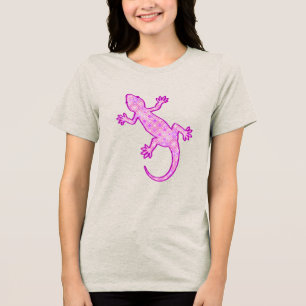 Camiseta Triblenda batik tribal Gecko - orquídea y cáscara rosa