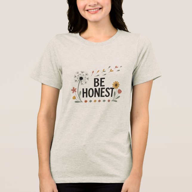 Camiseta Triblenda Be Honest Floral Women’s T-Shirt | Pink Yellow  (Anverso)