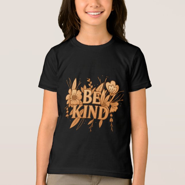 Camiseta Triblenda Be Kind | Gold Floral Youth Tri-Blend T-Shirt (Anverso)