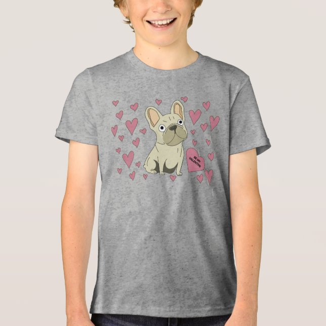 Camiseta Triblenda Be my Valentine, French Bulldog (Anverso)