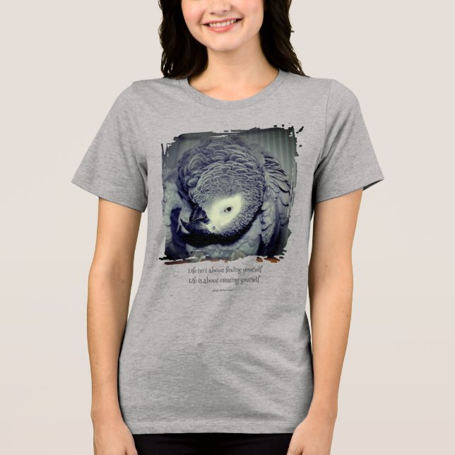 Camiseta Triblenda Be Yourself Cute Parrot Quote Inspirational  (Anverso)