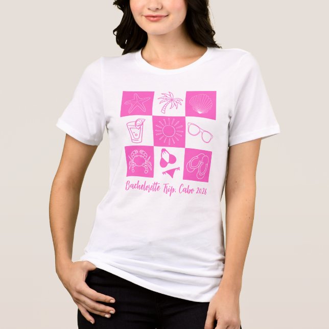 Camiseta Triblenda Beach Bachelorette Trip Pink (Anverso)
