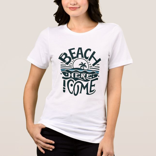 Camiseta Triblenda Beach Here I Come Sunset & Palm Tree Island (Anverso)