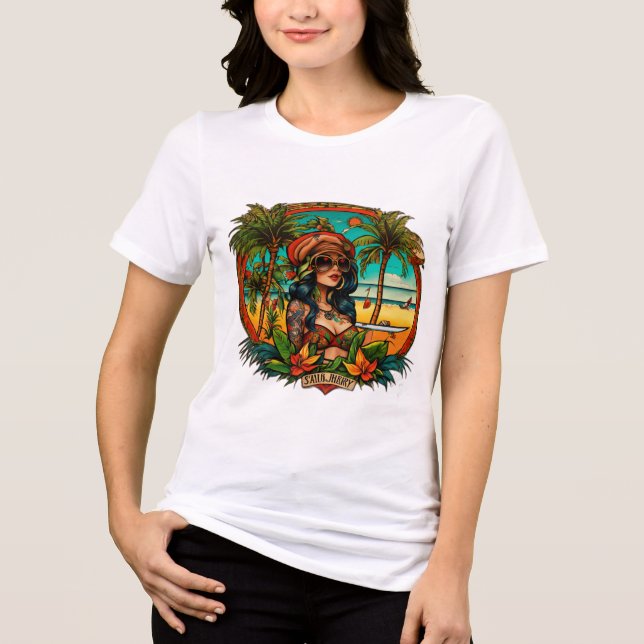 Camiseta Triblenda Beach Vibes: camiseta única para mujeres de Sailor (Anverso)