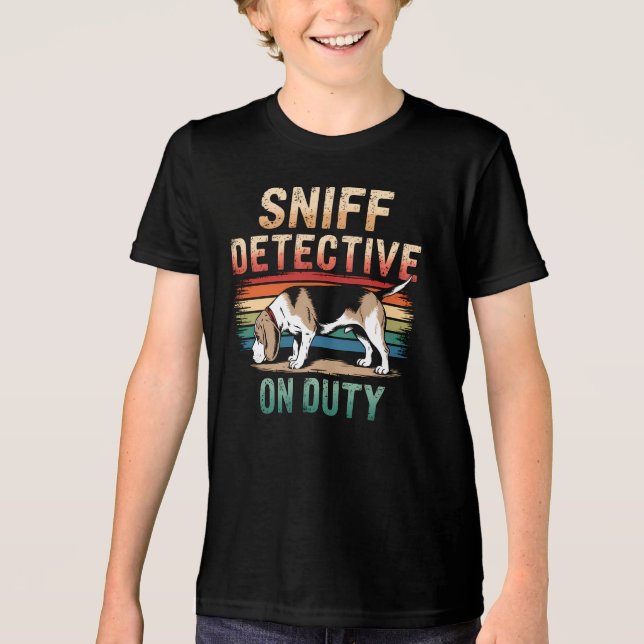 Camiseta Triblenda Beagle Sniff Detective Retro Dog (Anverso)
