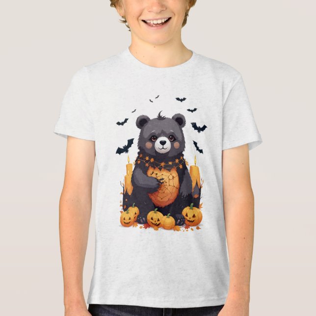 Camiseta Triblenda Bear Halloween Cute Adorable Gracioso Personalizad (Anverso)