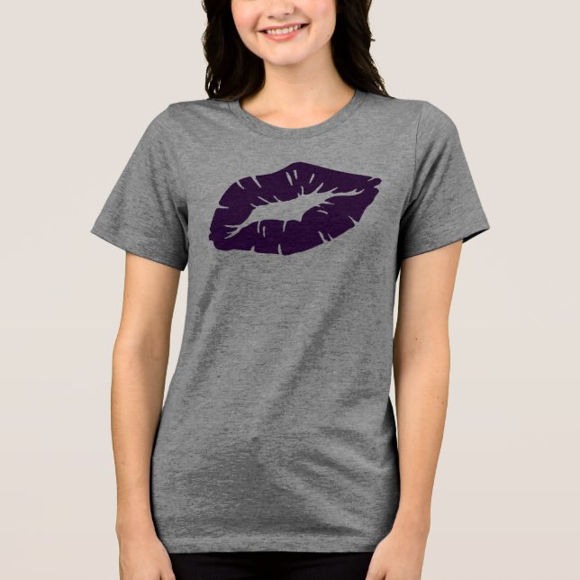 Camiseta Triblenda Beautiful Purple Lipstick Kiss Isolated (Anverso)