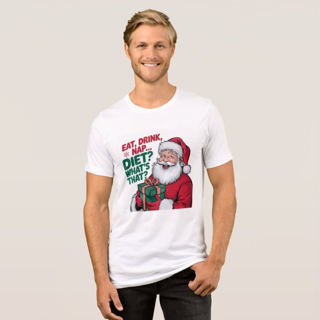 Camiseta Triblenda Beba la siesta que dietética, Santa graciosa (Anverso Completo)