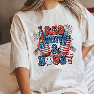 Camiseta Triblenda Bebida Roja Blanca Y Borracha 4 De Julio